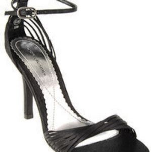 Black Satin Chinese Laundry Heels w/ Ankle Strap